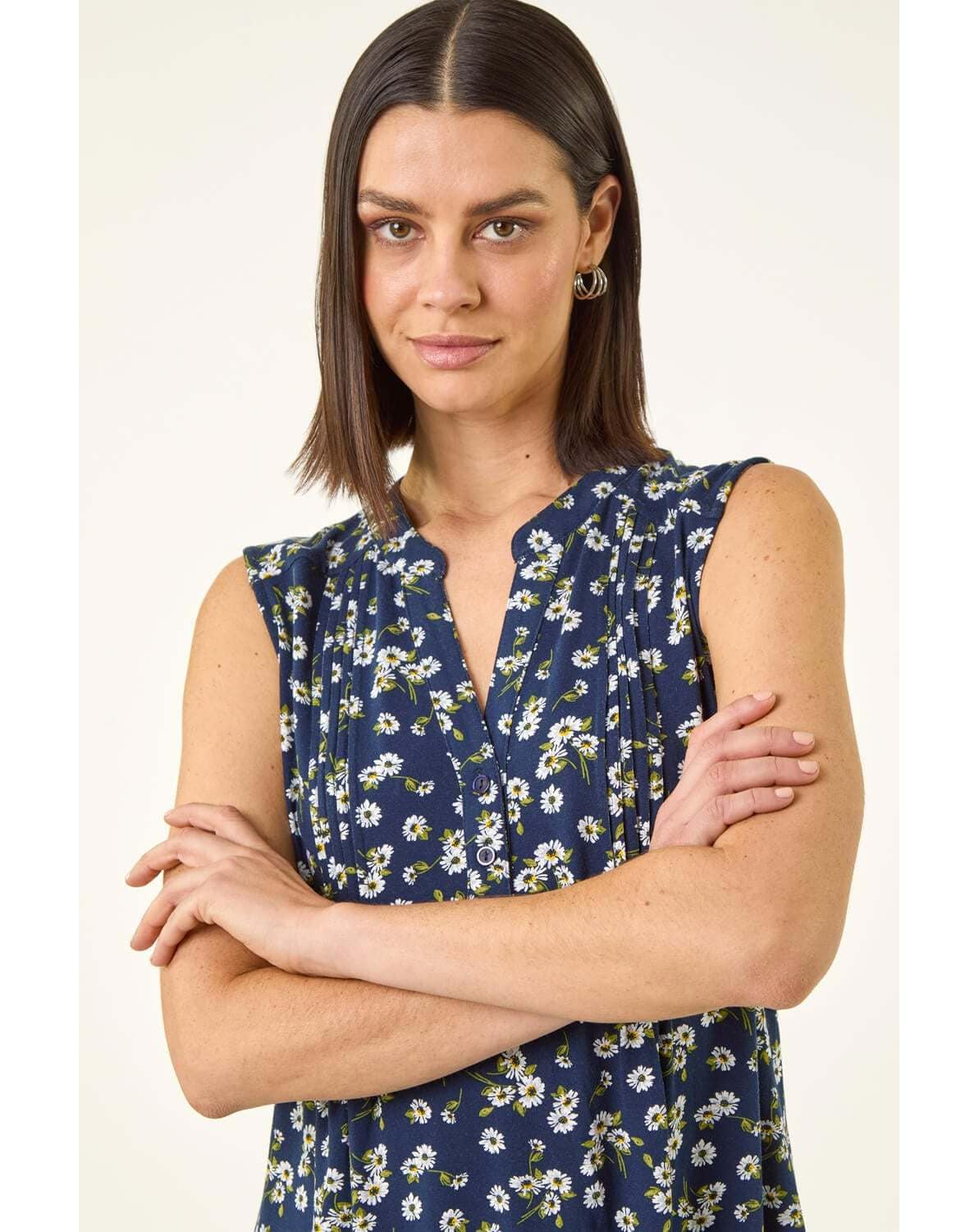 New In - Roman Ditsy Floral Pintuck Shirt