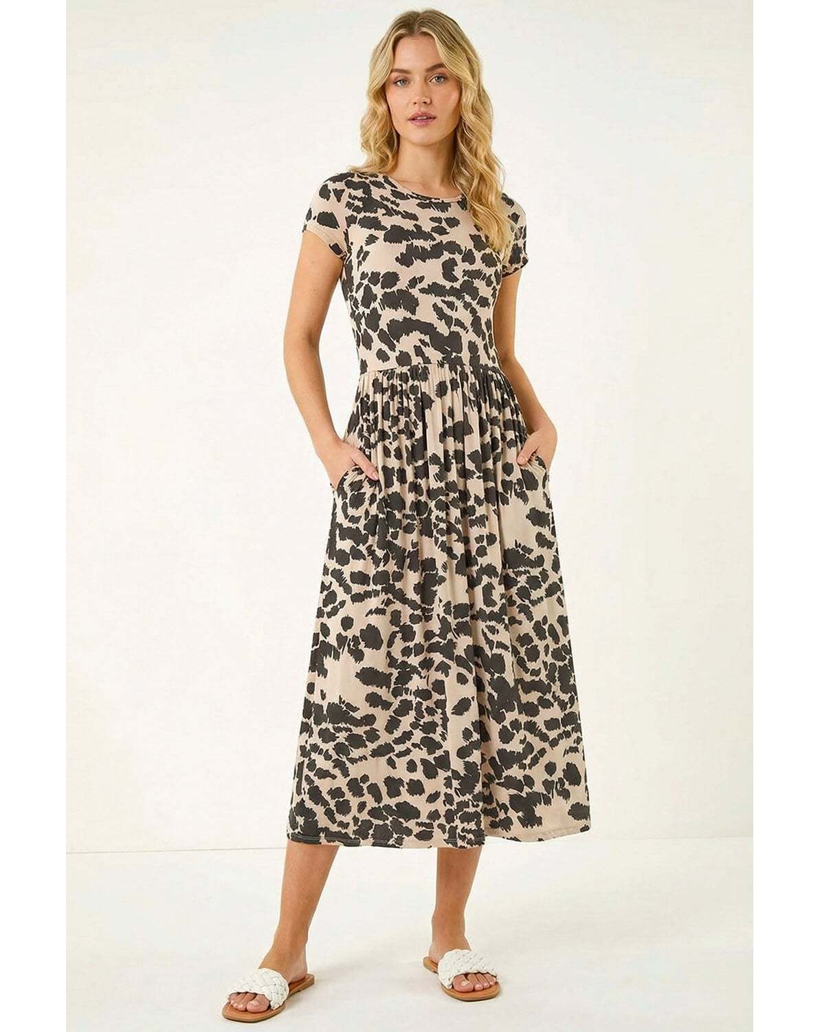 New In - Roman Abstract Print Stretch Midi Dress