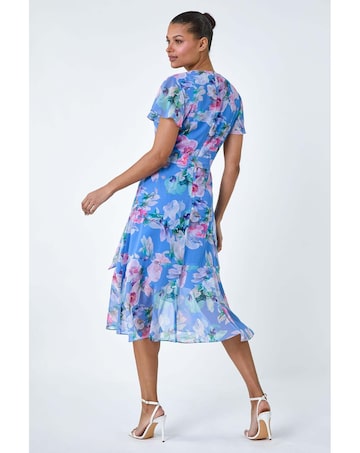 Roman Floral Frill Detail Wrap Dress