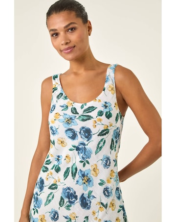 Roman Floral Print Double Layer Dress