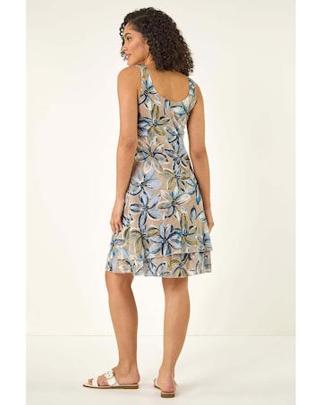 Roman Floral Print Double Layer Dress