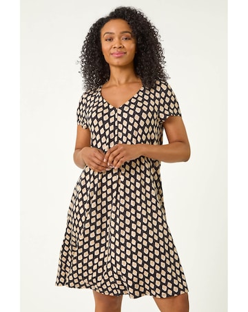 Roman Petite V-Neck Swing Pocket Dress