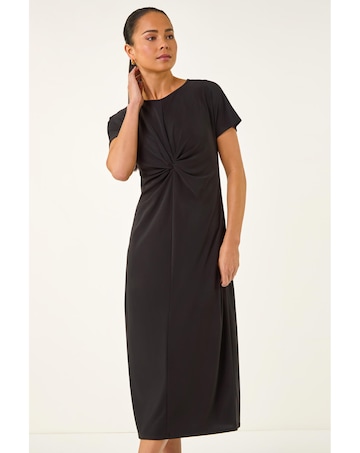 Roman Petite Twist Front Midi Dress