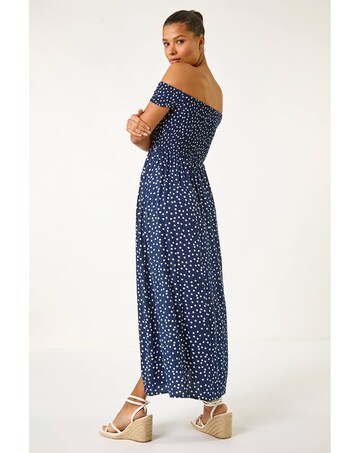 Roman Polka Dot Bardot Maxi Dress