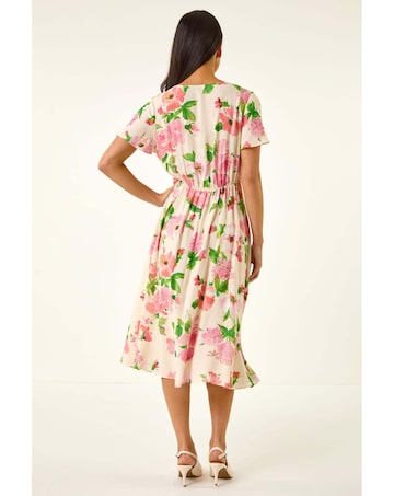 Roman Petite Floral Print Button Dress