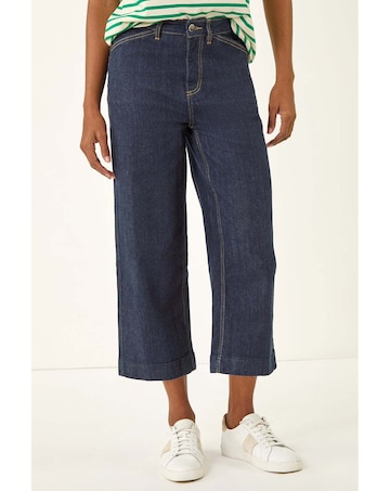 Roman Wide Leg Cropped Denim Culottes