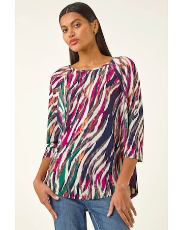 Roman Stripe Print Stretch Tunic Top