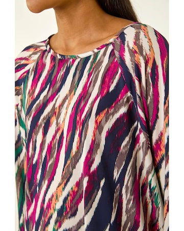 Roman Stripe Print Stretch Tunic Top