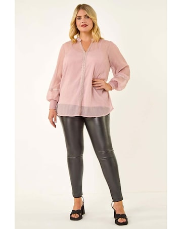 Roman Curve Shimmer Chiffon Blouse