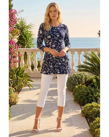 Roman Floral Pocket Swing Stretch Top