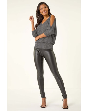 Roman Faux Leather Elastic Trousers