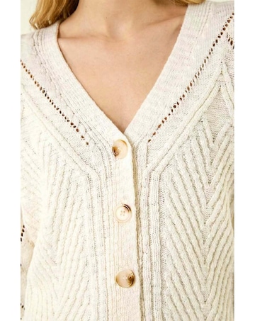 Roman Scallop V-Neck Knit Cardigan