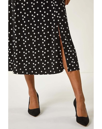 Roman Polka Dot Stretch Midi Dress