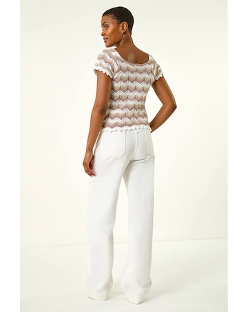 Roman Wave Crochet Buttoned Top