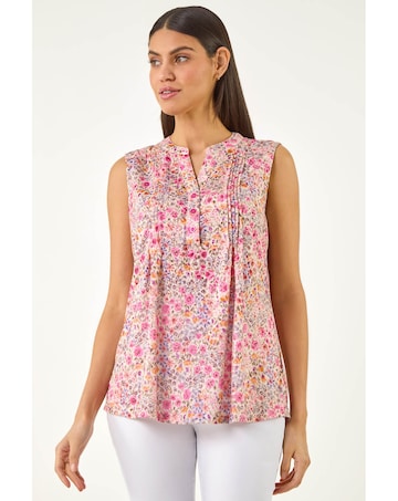 Roman Floral Burnout Vest Top