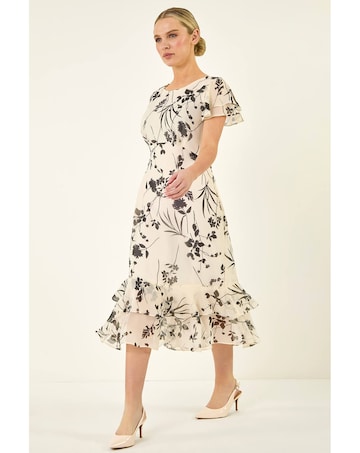 Roman Petite Floral Frill Hem Midi Dress