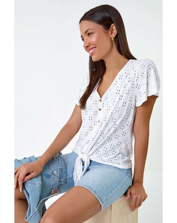 Roman Broderie Stretch Jersey Top
