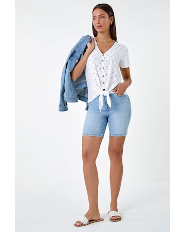 Roman Broderie Stretch Jersey Top