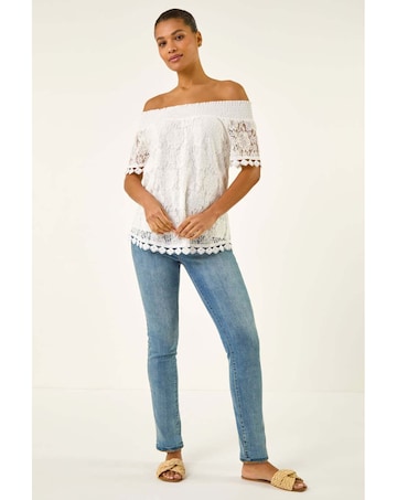 Roman Lace Detail Bardot Top