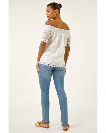 Roman Lace Detail Bardot Top