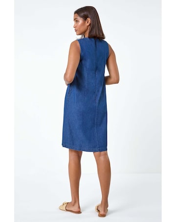 Roman Denim Pintuck Detail Pocket Dress