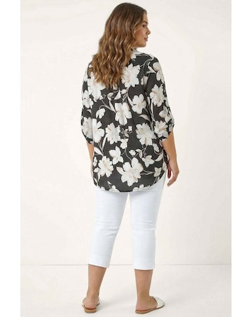 Roman Curve Floral Puff Stretch Shirt