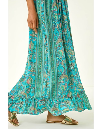 Roman Floral Bandeau Shirred Midi Dress