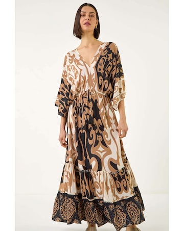 Roman Boho Border Print Maxi Dress