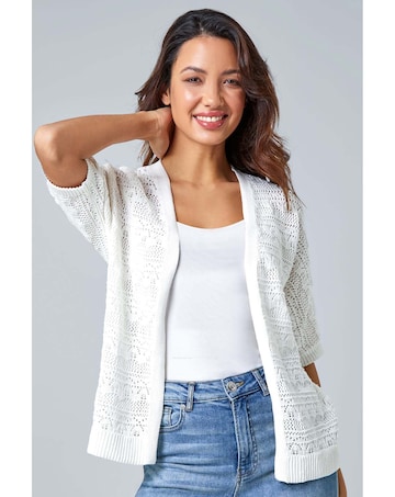 Roman Stitch Detail Knit Cardigan