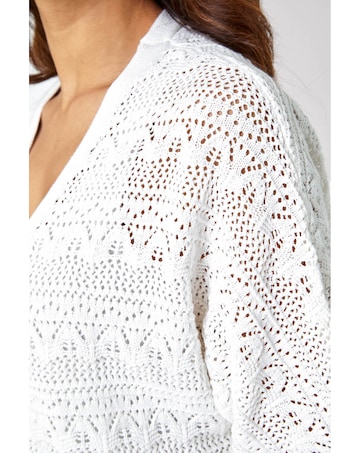 Roman Stitch Detail Knit Cardigan