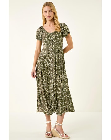 Roman Spotty Heart Button Midi Dress