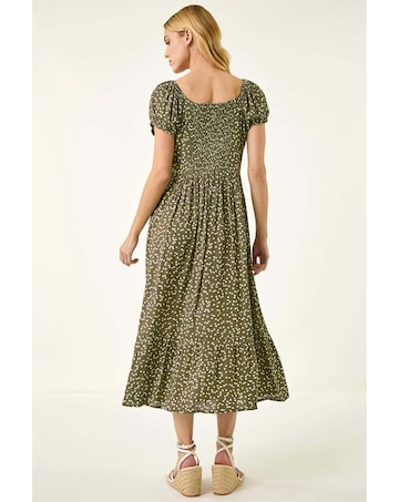 Roman Spotty Heart Button Midi Dress