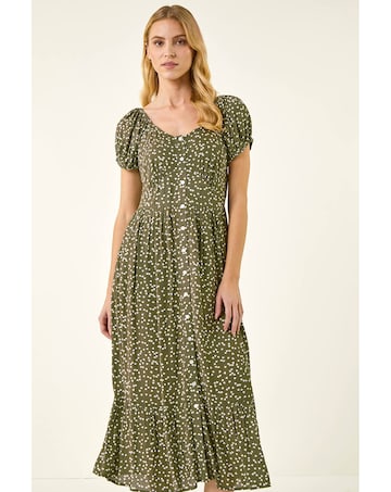 Roman Spotty Heart Button Midi Dress