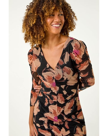 Roman Ruched Floral Frill Dress