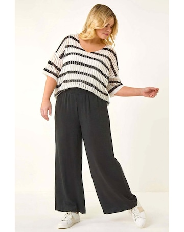 Roman Curve Shirred Wide Leg Trouser