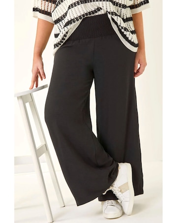 Roman Curve Shirred Wide Leg Trouser