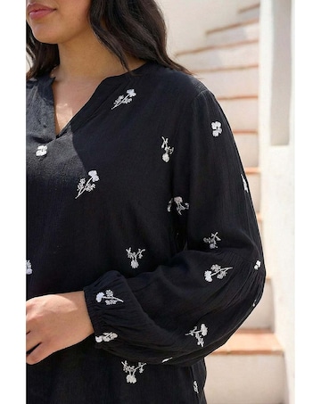 Roman Curve Embroidered Woven Top