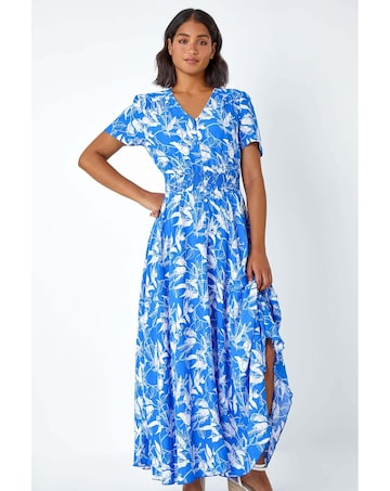 Roman Floral Print Button Maxi Dress