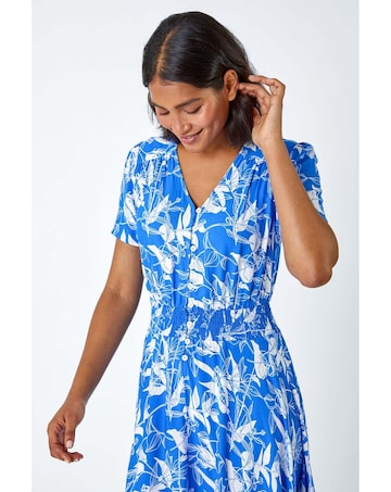 Roman Floral Print Button Maxi Dress