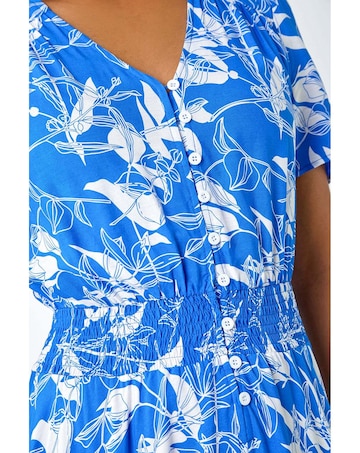 Roman Floral Print Button Maxi Dress