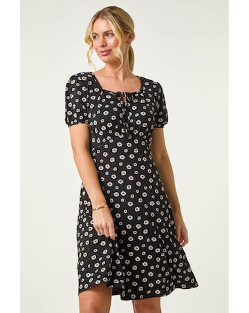 Roman Petite Ditsy Floral Tie Dress