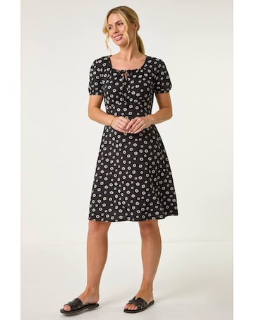 Roman Petite Ditsy Floral Tie Dress