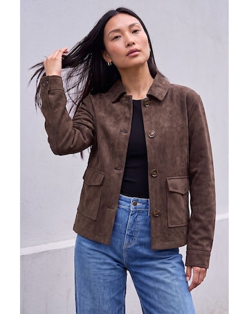 Roman Faux Suede Pocket Jacket