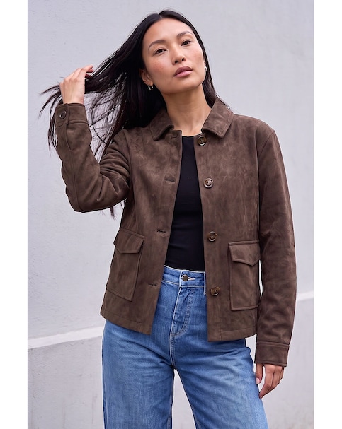 Roman Faux Suede Pocket Jacket