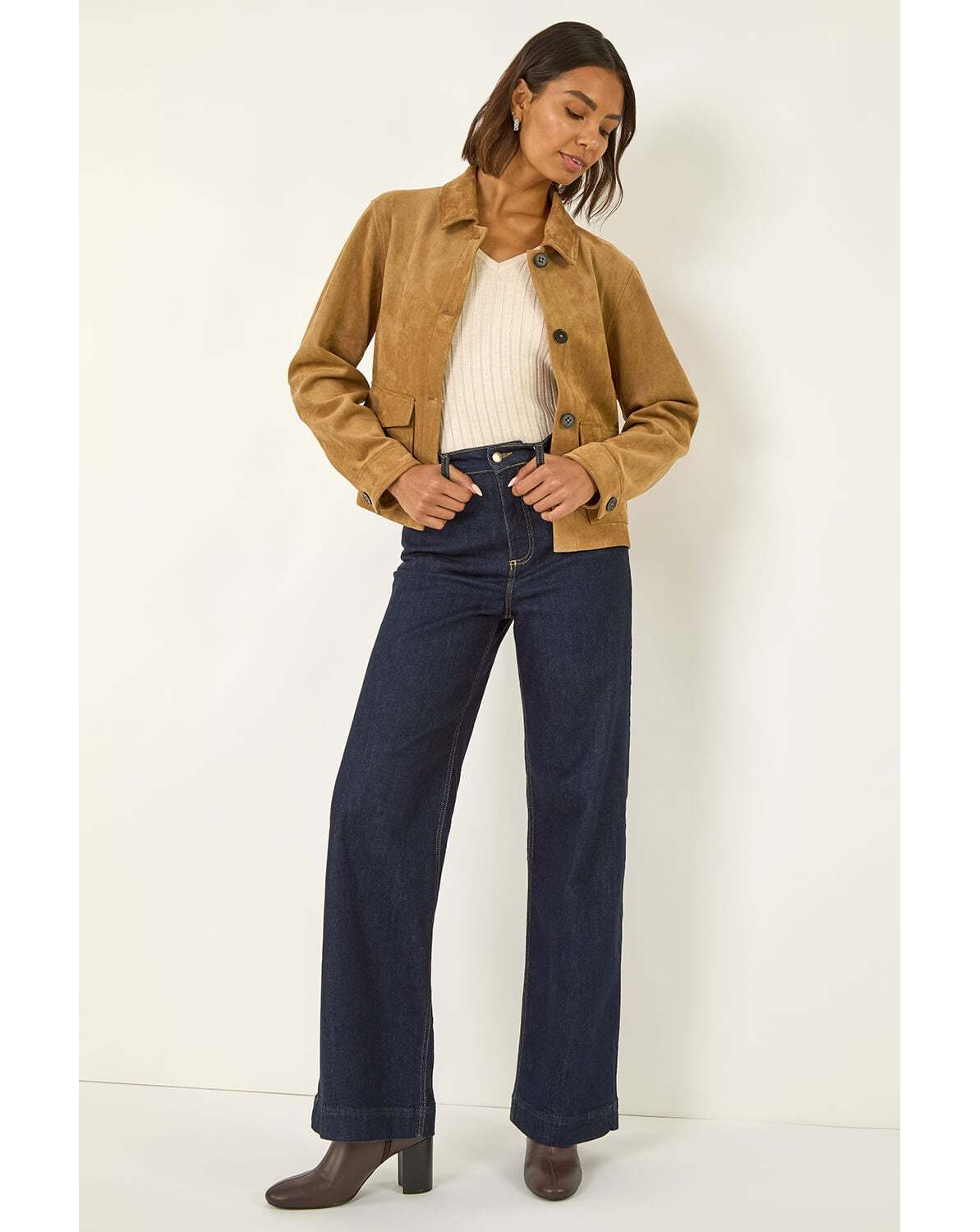 Roman Faux Suede Pocket Jacket