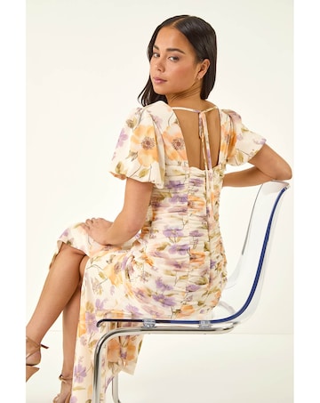 Roman Petite Floral Stretch Midi Dress