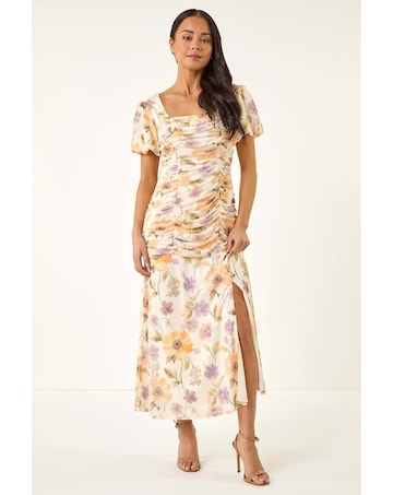 Roman Petite Floral Stretch Midi Dress