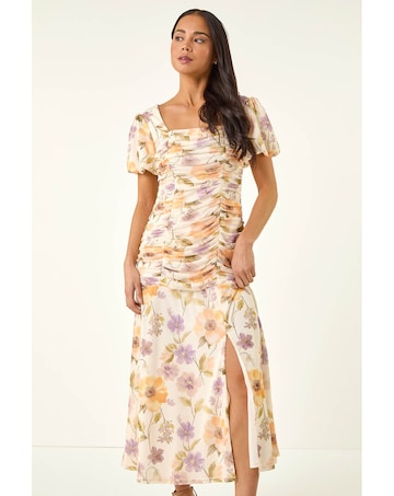 Roman Petite Floral Stretch Midi Dress