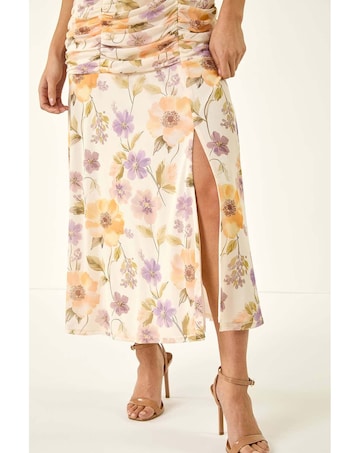 Roman Petite Floral Stretch Midi Dress