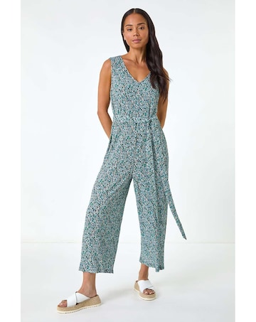 Roman Petite Ditsy Crinkle Crop Jumpsuit